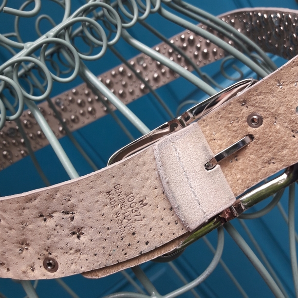 Real Suede Leather Belt Metal Grommets Crystals - Picture 6 of 6